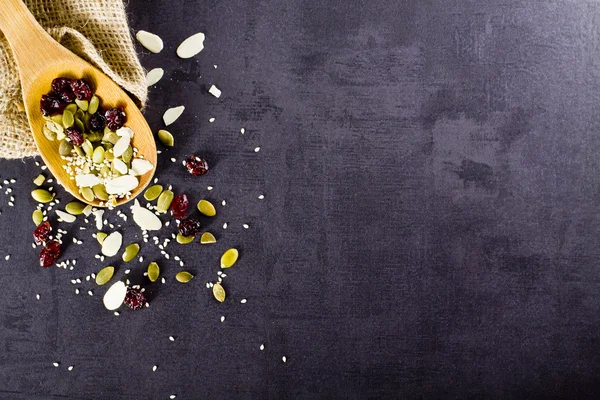 Healthy seeds on spoon. — Stock Photo, Image