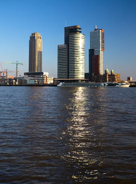 Rotterdams skyline på dagsljus, vertikala Visa. — Stockfoto