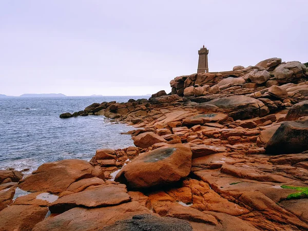 Vista Del Faro Men Ruz Bretagne Francia Nadie — Foto de Stock