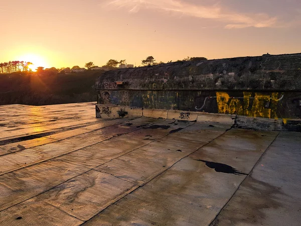 Sunset Bunker Graffities France Nobody — Stock Photo, Image