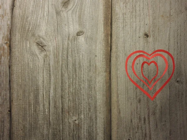 Открытка на день Святого Валентина - сердца на деревянном фоне — стоковое фото