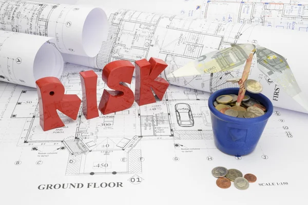 Planos y riesgos en el proyecto de construcción — Foto de Stock