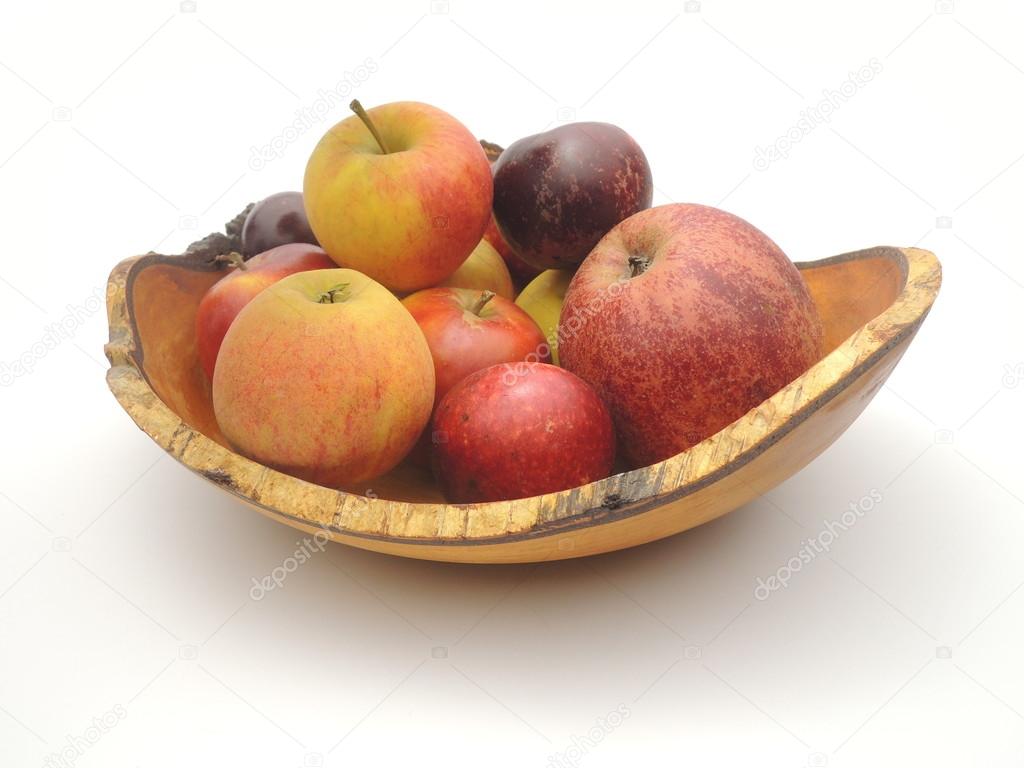 Wooden Bowl With Freshly Picked Home Grown Danish Apples Stock Wooden Bowl With Freshly Picked Home Grown Danish Apples Apple Names Are Ingrid Marie Elstar And Hosteiner Cox Photo By Ursem Cs Au Dk