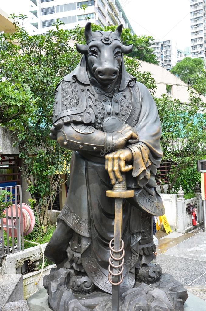 Hong Kong, China June 25, 2014 Chinese Zodiac Bronze Ox Statu