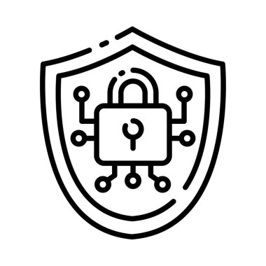 Siber Güvenlik ve Dijital Veri Koruma Hattı Simgesi