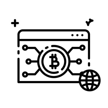 Bitcoin ve Kripto Para Birimi Küresel Değişim Satırı Simgesi