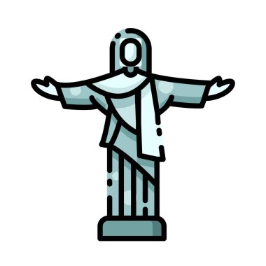 Kurtarıcı Brezilya Tarihi Simge Vektör İllüstrasyonu İsa