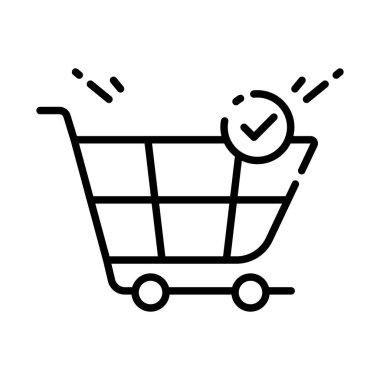 E-ticaret Denetim Çizgisi Sanat Biçimi ile Alışveriş Aracı Simgesi Başarı