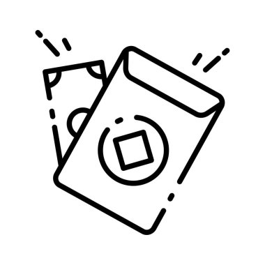 Çin Yeni Yıl Zarfı Para Çizgisi Sanat Simgesi