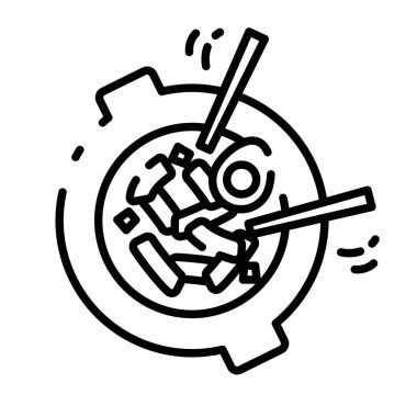 Geleneksel Kore Tteokbokki Baharatlı Pirinç Keki İnce Çizgili Çizgi Çizimi