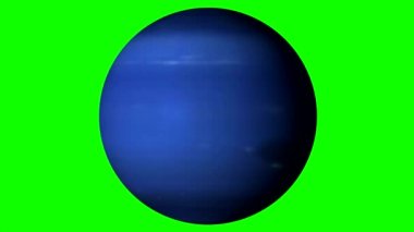 Düz yeşil arka plan üzerinde dönen Neptün. Loopable