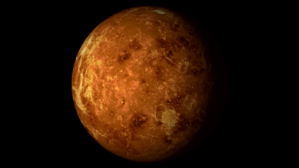 Venus Rotando sobre Fondo Negro Sólido. Loopable — Vídeo de stock