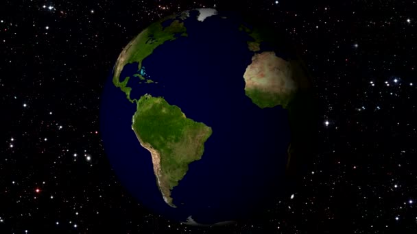 Jorden roterar på Star bakgrund. Loopable — Stockvideo