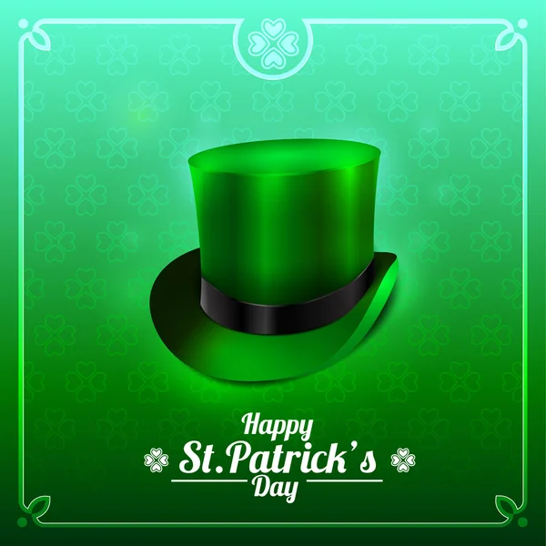 St. Patrick nap-üdvözlőlap manó kalap, egy zöld háttér. — Stock Fotó