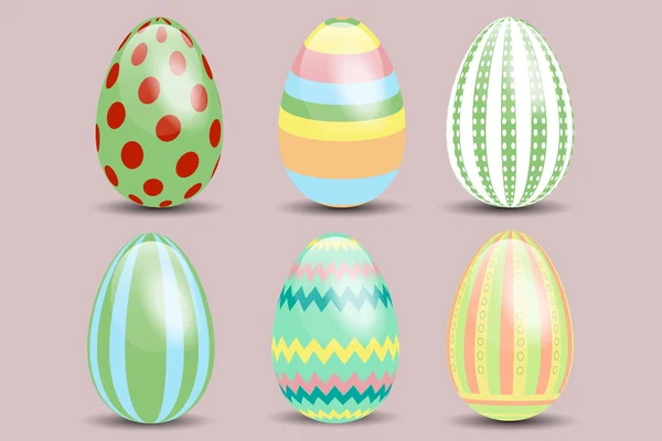 Ensemble de six œufs de Pâques — Image vectorielle