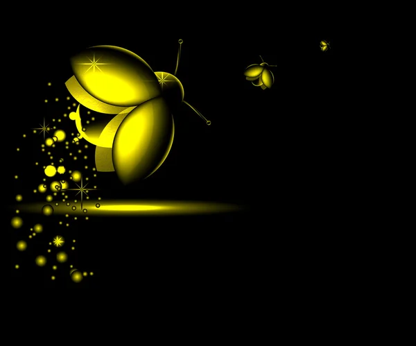 Três besouro voador nocturno luminoso —  Vetores de Stock