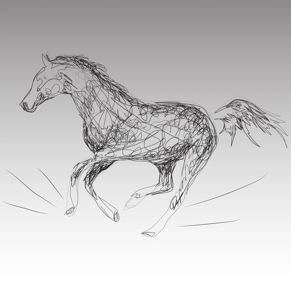 Cavalo de ilustração vetorial no estilo de mão desenhada — Vetor de Stock