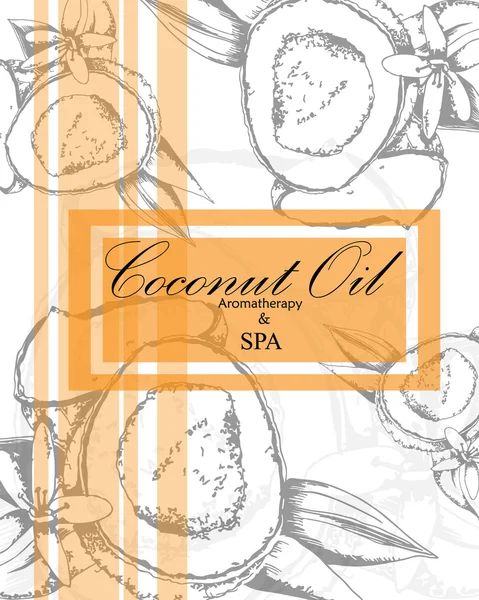 Etiqueta para aceite cosmético de coco — Vector de stock