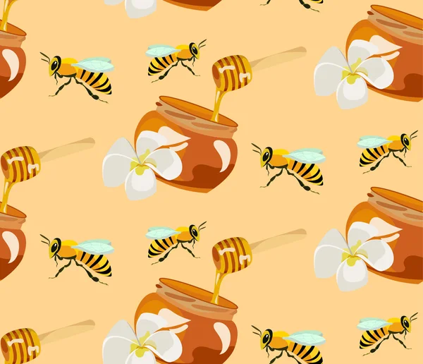 Honey seamless pattern / agruculture / beekeeping — Stock Vector