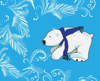 Boyun Fularlı beyaz kutup ayısı