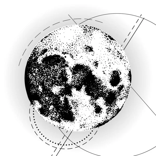 Ręcznie Rysowana Ilustracja Ilustracja Wektora Księżyca Figura Geometryczna Nauka Astronomii — Wektor stockowy