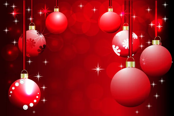 Sept boules de Noël rouges — Image vectorielle