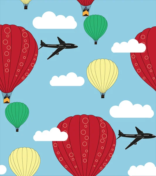 Tres globos volando en el cielo — Vector de stock