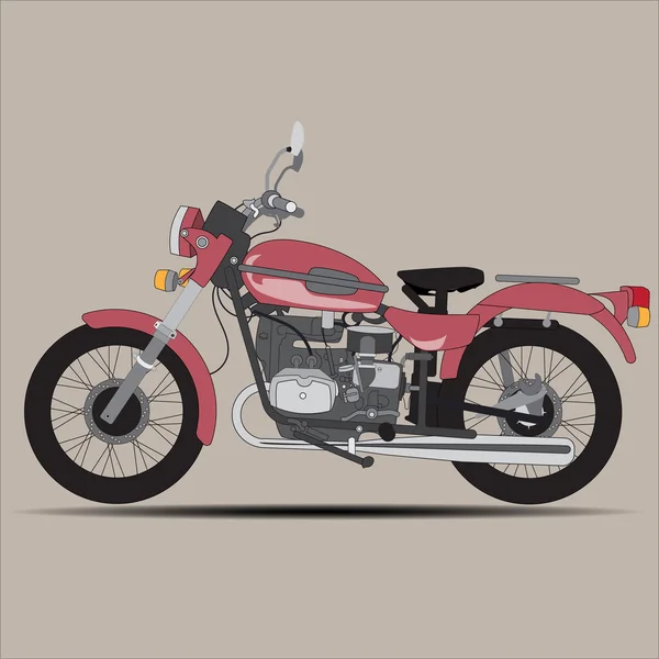 La motocicleta retro roja — Vector de stock