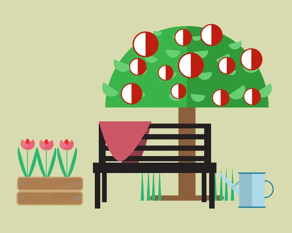 Concepto de día de verano en el jardín — Vector de stock