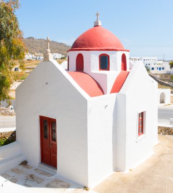 Küçük kırmızı çatı Kilisesi Mykonos