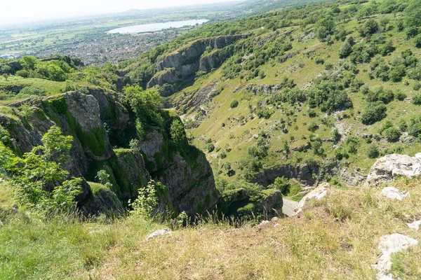 Olhando Para Baixo Penhasco Enfrenta Borda Cheddar Gorge Somerset — Fotografia de Stock