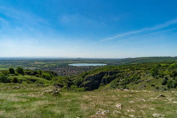 Uitzicht Vanaf Top Van Cheddar Gorge Met Stuwmeer Verte — Stockfoto