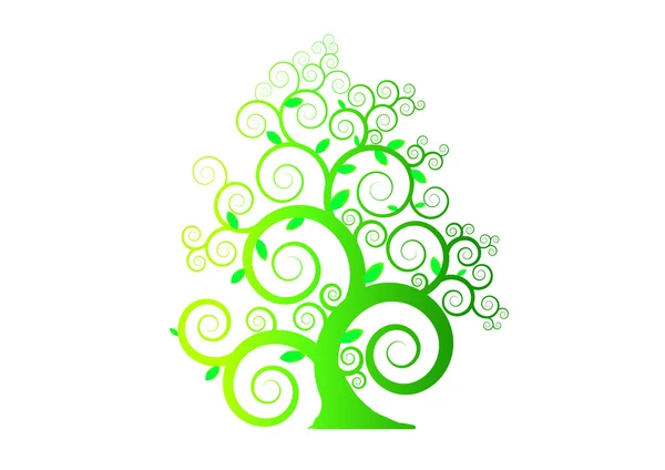 Візерунок зелене дерево з листям на білому фоні, вектор, ілюстрація, зображення — стоковий вектор