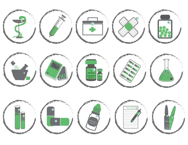 Vector de color verde iconos médicos establecidos en fondo blanco. iconos tema de la ciencia. conjunto de iconos de la medicina. Iconos de medicina simple.vector — Vector de stock