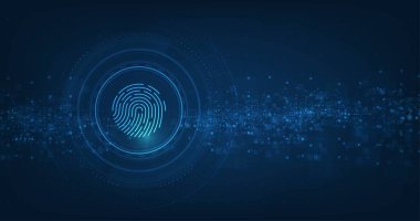 Teknoloji arka planında parmak izi olan vektör soyut güvenlik sistemi kavramı.