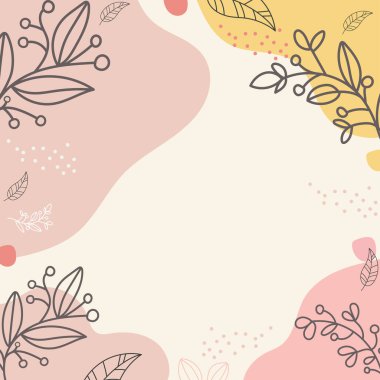 Soyut şekil ve yapraklarla modern arkaplan