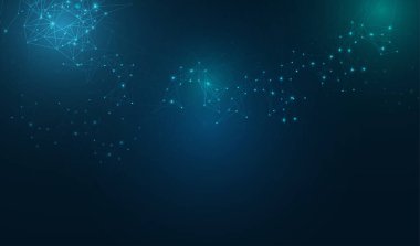 Soyut Pleksus Mavi Geometrik Şekiller. Bağlantı ve Web Kavramı. Hareketli Çizgiler ve Noktalar ile Dijital, İletişim ve Teknoloji Ağı Arkaplanı.