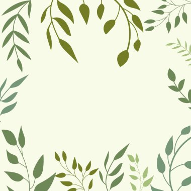 Soyut şekil ve yapraklarla modern arkaplan