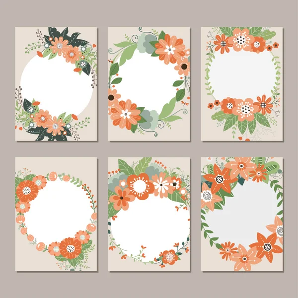 Karten Design Set Mit Abstrakten Blumen Sammlung Schöner Grußkarten — Stockvektor