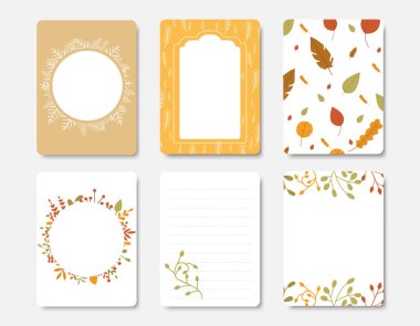 Sonbahar ve diğer tipografi broşürlerinin koleksiyonu. Vektör illüstrasyonu