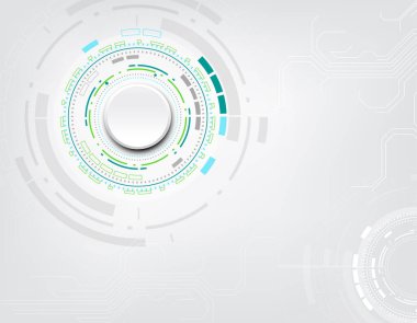 Çeşitli teknolojik tasarıma sahip soyut beyaz daire, vektör illüstrasyonu.