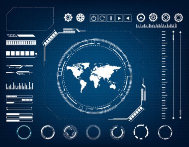 Soyut çember teknolojisi fütüristik arayüz HUD konsepti, vektör illüstrasyonu.