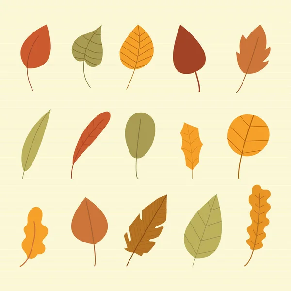 Set Colorful Autumn Leaves Vector Illustration — Stock Vector