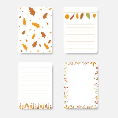 Sonbahar ve diğer tipografi broşürlerinin koleksiyonu. Vektör illüstrasyonu