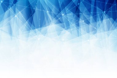 Noktaları birleştiren soyut Lowpoly ve mavi arkaplan üzerindeki çizgi. 