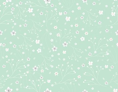 floral pattern in doodle style with white flowers and leaves.vector,illustration.