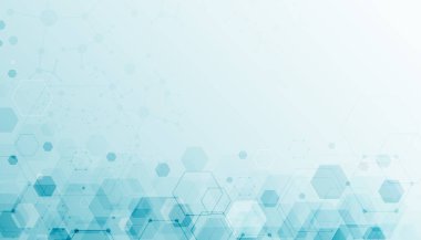 Mavi renk üzerine soyut geometrik şekil bilim konsepti