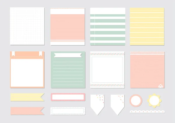 Elementos Diseño Para Notebook Diario Pegatinas Otros Template Vector Ilustración — Archivo Imágenes Vectoriales