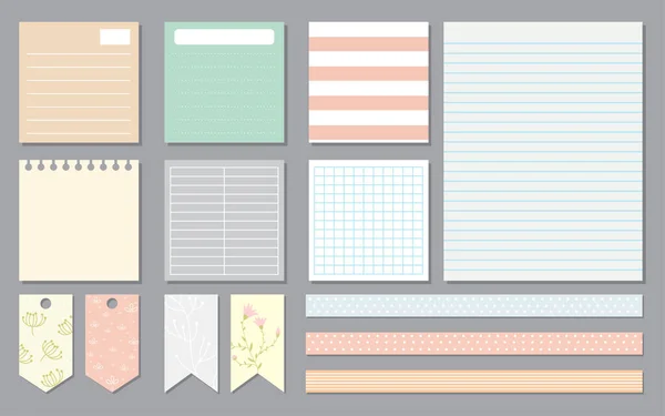 Elementos Diseño Para Notebook Diario Pegatinas Otros Template Vector Ilustración — Archivo Imágenes Vectoriales