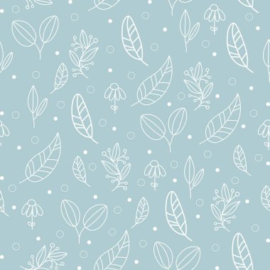 Çiçek ve yapraklı karalama şeklinde vektör deseni.